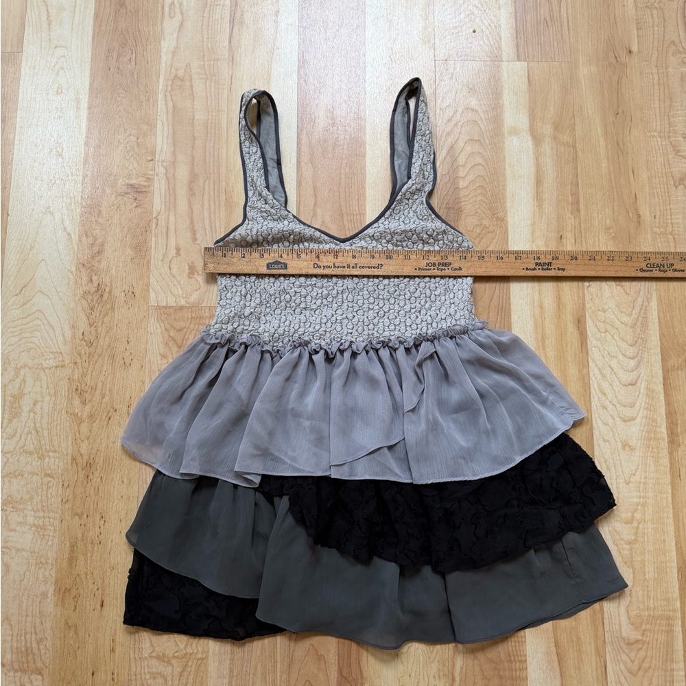 Free People Layered Sleeveless Tunic or Dress in Gray & Black medium flirty fun